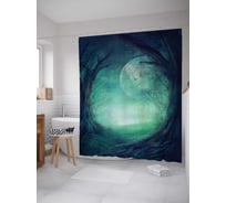 Штора (занавеска) для ванной JoyArty "Луна спряталась в лесу" из сатена, 180х200 см с крючками, sc_15450