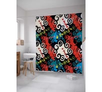 Штора (занавеска) для ванной JoyArty "Облачные спирали" из сатена, 180х200 см с крючками, sc_18652