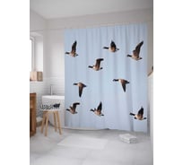 Штора (занавеска) для ванной JoyArty "Летящие утки" из сатена, 180х200 см с крючками, sc_10467