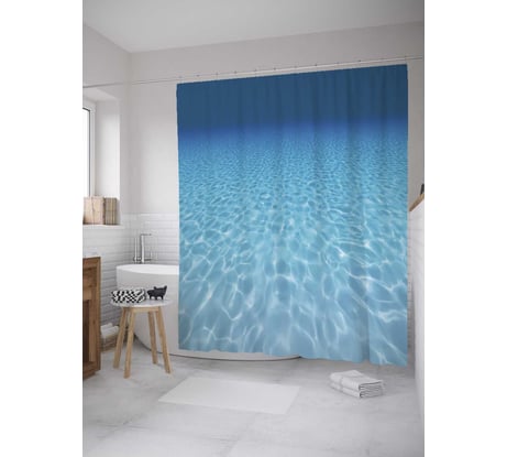 Штора (занавеска) для ванной JoyArty "Водная пустошь" из сатена, 180х200 см с крючками, sc_10279