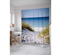 Штора (занавеска) для ванной JoyArty "Песчаная дорога к морю" из сатена, 180х200 см с крючками, sc_11178