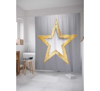 Штора (занавеска) для ванной JoyArty "Украшенная звезда" из сатена, 180х200 см с крючками, sc_13320