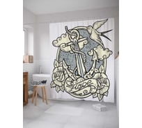 Штора (занавеска) для ванной JoyArty "Весенняя остановка" из сатена, 180х200 см с крючками, sc_11061