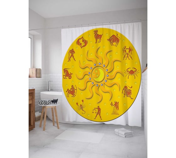 Штора (занавеска) для ванной JoyArty "Зодиакальное созвездие" из сатена, 180х200 см с крючками, sc_13333 1