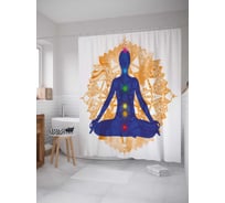 Штора (занавеска) для ванной JoyArty "Чакры человека" из сатена, 180х200 см с крючками, sc_18753