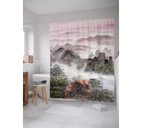 Штора (занавеска) для ванной JoyArty "Туманные окрестности" из сатена, 180х200 см с крючками, sc_2387
