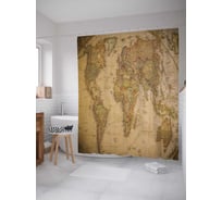 Штора (занавеска) для ванной JoyArty "Коллекционная карта" из сатена, 180х200 см с крючками, sc_13769
