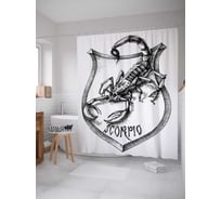 Штора (занавеска) для ванной JoyArty "Знак зодиака Скорпион" из сатена, 180х200 см с крючками, sc_13364