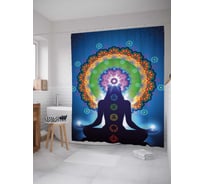 Штора (занавеска) для ванной JoyArty "Просветленная йога" из сатена, 180х200 см с крючками, sc_18750