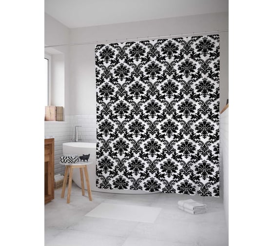 Штора (занавеска) для ванной JoyArty "Чудные цветы" из сатена, 180х200 см с крючками, sc_13193 1