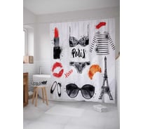 Штора (занавеска) для ванной JoyArty "Влюбись в Париж" из сатена, 180х200 см с крючками, sc_10527