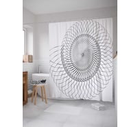 Штора (занавеска) для ванной JoyArty "Сложная спираль" из сатена, 180х200 см с крючками, sc_18738