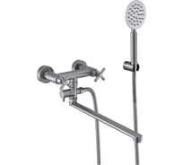 Смеситель ванно-душевой FASHUN двухручный, с душевым гарнитуром, сатин, SUS304, картридж D=35 мм A52228 УТ-00002084