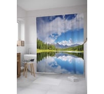 Штора (занавеска) для ванной JoyArty "Очаровательное озеро" из сатена, 180х200 см с крючками, sc_10295