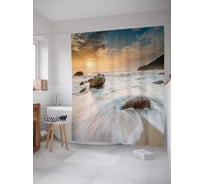 Штора (занавеска) для ванной JoyArty "Быстрые волны спешат на берег" из сатена, 180х200 см с крючками, sc_15347