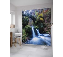 Штора (занавеска) для ванной JoyArty "Нетронутый водопад" из сатена, 180х200 см с крючками, sc_10399