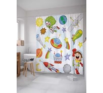 Штора (занавеска) для ванной JoyArty "Космические краски" из сатена, 180х200 см с крючками, sc_19584