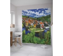 Штора (занавеска) для ванной JoyArty "Прага с высоты" из сатена, 180х200 см с крючками, sc_10532