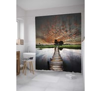 Штора (занавеска) для ванной JoyArty "Тихий вечер" из сатена, 180х200 см с крючками, sc_10410