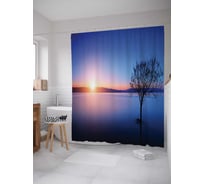 Штора (занавеска) для ванной JoyArty "Вечернее наводнение" из сатена, 180х200 см с крючками, sc_10886