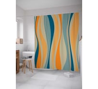 Штора (занавеска) для ванной JoyArty "Цветной волнистый узор" из сатена, 180х200 см с крючками, sc_13152