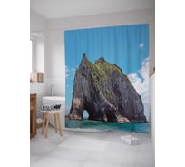 Штора (занавеска) для ванной JoyArty "Гигантский каменный слон" из сатена, 180х200 см с крючками, sc_15345