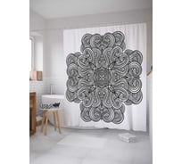 Штора (занавеска) для ванной JoyArty "Волнистые узоры" из сатена, 180х200 см с крючками, sc_18615