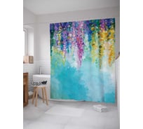 Штора (занавеска) для ванной JoyArty "Небо из цветов" из сатена, 180х200 см с крючками, sc_19556