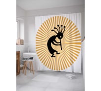 Штора (занавеска) для ванной JoyArty "Солнечный музыкант" из сатена, 180х200 см с крючками, sc_13214