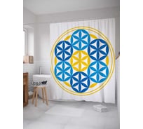 Штора (занавеска) для ванной JoyArty "Цветочные круги" из сатена, 180х200 см с крючками, sc_19504