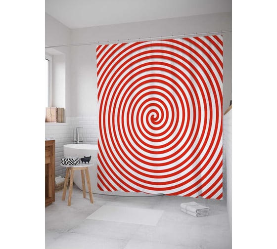 Штора (занавеска) для ванной JoyArty "Яркая спираль" из сатена, 180х200 см с крючками, sc_18725 1