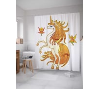 Штора (занавеска) для ванной JoyArty "Феи и единорог" из сатена, 180х200 см с крючками, sc_19524