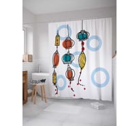Штора (занавеска) для ванной JoyArty "Летящие лампы" из сатена, 180х200 см с крючками, sc_13126