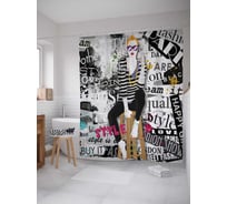 Штора (занавеска) для ванной JoyArty "Модный тренд" из сатена, 180х200 см с крючками, sc_19485