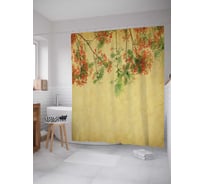 Штора (занавеска) для ванной JoyArty "Висящие ветки" из сатена, 180х200 см с крючками, sc_13146