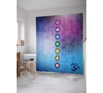 Штора (занавеска) для ванной JoyArty "Семь чакр" из сатена, 180х200 см с крючками, sc_19502