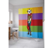 Штора (занавеска) для ванной JoyArty "Стиль панды" из сатена, 180х200 см с крючками, sc_19488