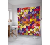 Штора (занавеска) для ванной JoyArty "Красочные пазлы" из сатена, 180х200 см с крючками, sc_13140