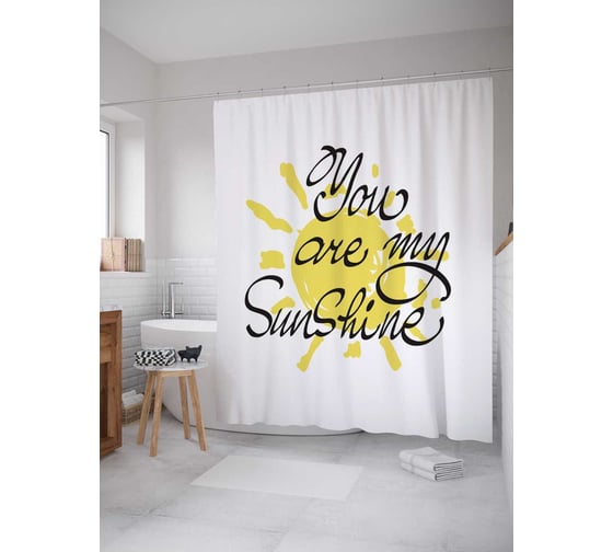 Штора (занавеска) для ванной JoyArty "Солнечный свет" из сатена, 180х200 см с крючками, sc_19566 1