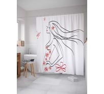 Штора (занавеска) для ванной JoyArty "Мода и бабочки" из сатена, 180х200 см с крючками, sc_19489