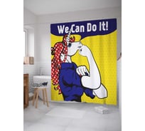 Штора (занавеска) для ванной JoyArty "Мы сделаем это" из сатена, 180х200 см с крючками, sc_19522