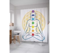 Штора (занавеска) для ванной JoyArty "Поза йоги" из сатена, 180х200 см с крючками, sc_19496