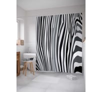 Штора (занавеска) для ванной JoyArty "Полосатая зебра" из сатена, 180х200 см с крючками, sc_12959