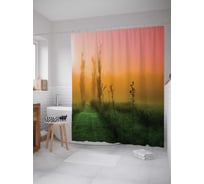 Штора (занавеска) для ванной JoyArty "Дорога в закат" из сатена, 180х200 см с крючками, sc_12875