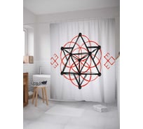 Штора (занавеска) для ванной JoyArty "Необычная пентаграмма" из сатена, 180х200 см с крючками, sc_19498