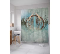 Штора (занавеска) для ванной JoyArty "Туманные ворота" из сатена, 180х200 см с крючками, sc_12917
