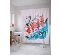 Штора (занавеска) для ванной JoyArty "Лебединое озеро" из сатена, 180х200 см с крючками, sc_18482