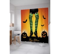 Штора (занавеска) для ванной JoyArty "Ведьмин наряд" из сатена, 180х200 см с крючками, sc_19419