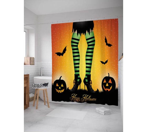 Штора (занавеска) для ванной JoyArty "Ведьмин наряд" из сатена, 180х200 см с крючками, sc_19419 1