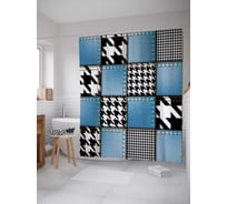 Штора (занавеска) для ванной JoyArty "Креативные клетки" из сатена, 180х200 см с крючками, sc_19426